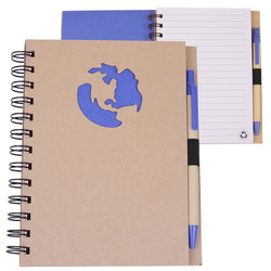 Globe Die Cut Spiral Notebook & Pen 5.875" X 7"