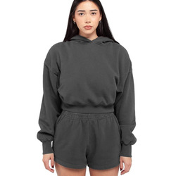 Women's Garment-Dyed Crop Hooded Sweatshirt