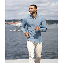 Cutter & Buck Skyline Epic Confidence Recycled Gingham Mens Big & Tall Long Sleeve Dress Shirt