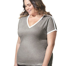 Women's Curvy Retro Ringer Premium Jersey V-Neck Tee